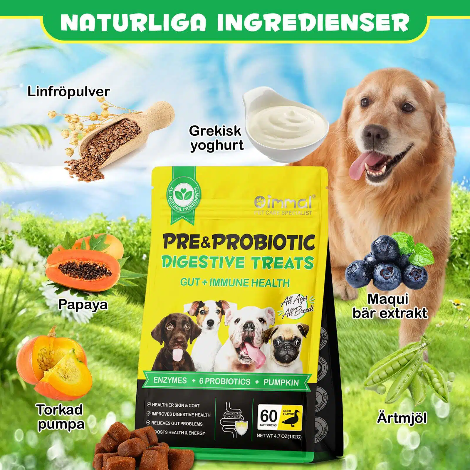Godbitar med pre- och probiotika som lindrar klåda och förbättrar maghälsan - 60 st - Bild 5